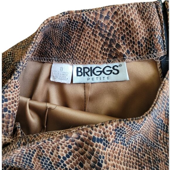 Vintage Y2K Brown/Black Faux Suede skirt Briggs Petite size 8P fits modern 6 - Picture 4 of 7